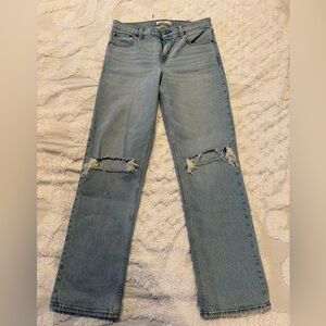 Abercrombie & Fitch Light Blue Distressed Straight Leg Jeans